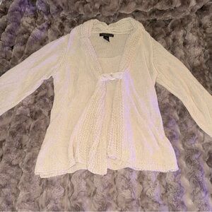 Venue Cream Ruched Tie Front Sweater
